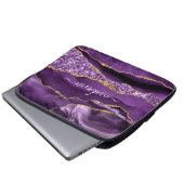 Agate Lila Violet Gold Glitzer Geode Individuelle  Laptopschutzhülle (Vorne Knopf)