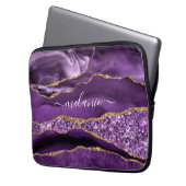 Agate Lila Violet Gold Glitzer Geode Individuelle  Laptopschutzhülle (Vorderseite Links)