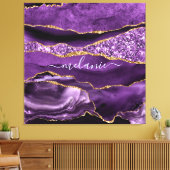 Agate Lila Violet Gold Glitzer Geode Individuelle Leinwanddruck (Insitu (Wohnzimmer))