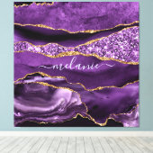 Agate Lila Violet Gold Glitzer Geode Individuelle Leinwanddruck (Insitu (Holzboden))