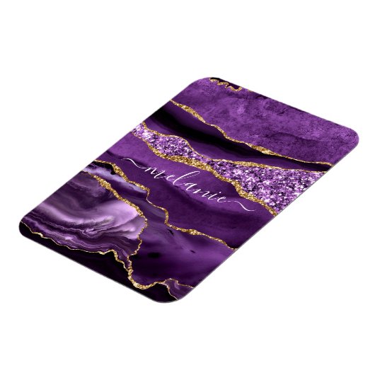 Agate Lila Violet Gold Glitzer Geode Individuelle Magnet (Linke Seite)