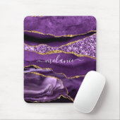 Agate Lila Violet Gold Glitzer Geode Individuelle  Mousepad (Mit Mouse)