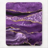 Agate Lila Violet Gold Glitzer Geode Individuelle Mousepad (Vorne)