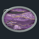 Agate Lila Violet Gold Glitzer Geode Individuelle  Ovale Gürtelschnalle<br><div class="desc">Agate Lila Violet Gold Glitzer Geode Individuelle Name Sparkle Marmor Personalisiert Geburtstag - Geburtstag oder Hochzeitsgeschenk / Beides - Fügen Sie Ihren Namen - Text oder Entfernen - Make Your Special Gift - Neu vergrössern und verschieben oder entfernen und fügen Sie Text / Elemente mit Anpassungstool. Design von MIGNED. Bitte...</div>