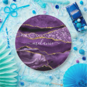 Agate Lila Violet Gold Glitzer Geode Individuelle Pappteller (Party)