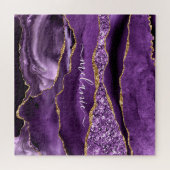 Agate Lila Violet Gold Glitzer Geode Individuelle Puzzle (Horizontal)