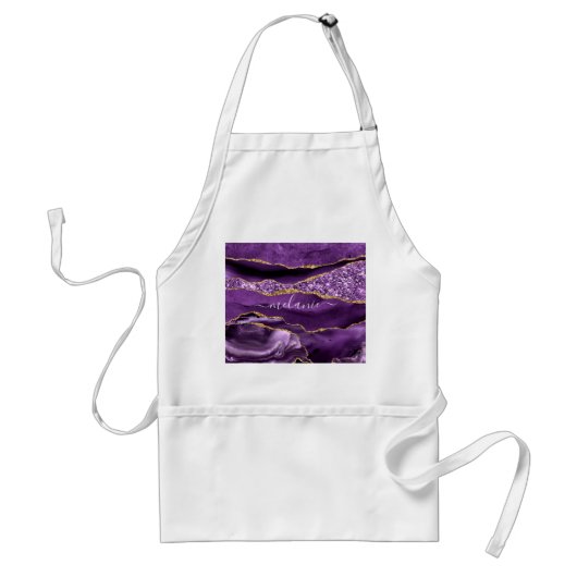 Agate Lila Violet Gold Glitzer Geode Individuelle Schürze (Vorne)