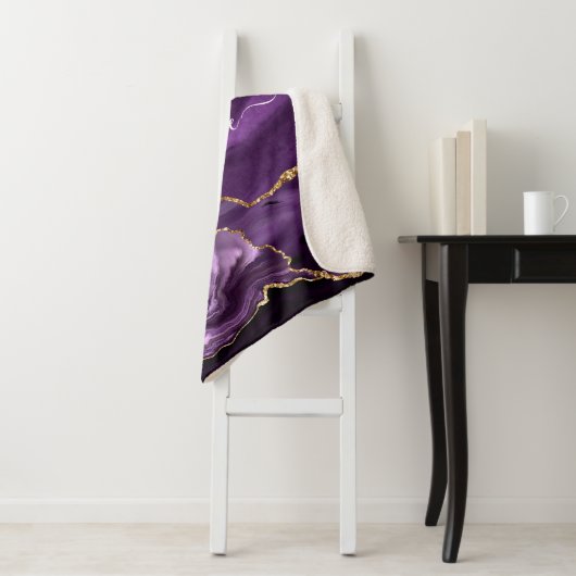 Agate Lila Violet Gold Glitzer Geode Individuelle Sherpadecke (Beispiel)