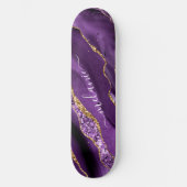 Agate Lila Violet Gold Glitzer Geode Individuelle  Skateboard (Vorderseite)