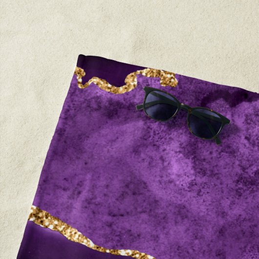 Agate Lila Violet Gold Glitzer Geode Individuelle  Strandtuch (Beispiel)