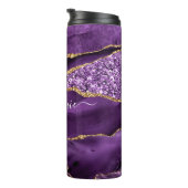 Agate Lila Violet Gold Glitzer Geode Individuelle  Thermosbecher (Nach rechts gedreht)