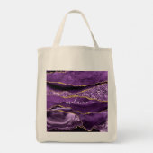 Agate Lila Violet Gold Glitzer Geode Individuelle  Tragetasche (Rückseite)