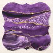 Agate Lila Violet Gold Glitzer Geode Individuelle  Untersetzer (Vorderseite)