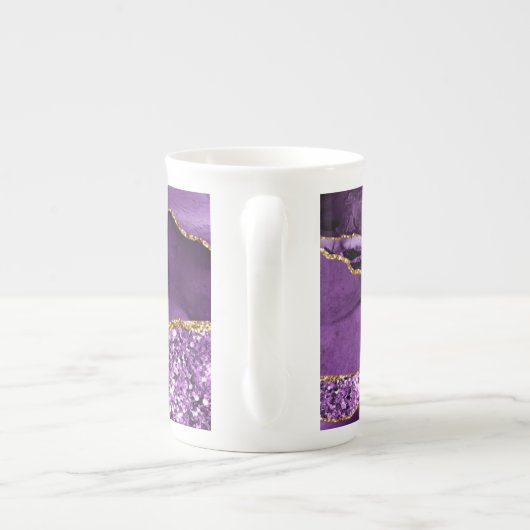 Agate Lila Violet Gold Glitzer Geode Tasse Name (Rückseite)