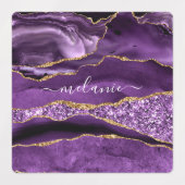 Agate Lila Violet Gold Glitzer Ihr Name Labels Etiketten (Design 2)