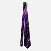 Agate Lila Violet Gold Glitzer Merble Neck Tie Krawatte (Rückseite)