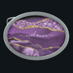 Agate Lila Violet Gold Glitzer Name Gürtelschnalle<br><div class="desc">Agate Lila Violet Gold Glitzer Geode Individuelle Name Sparkle Marmor Personalisiert Geburtstag - Geburtstag oder Hochzeitsgeschenk / Beides - Fügen Sie Ihren Namen - Text oder Entfernen - Make Your Special Gift - Neu vergrössern und verschieben oder entfernen und fügen Sie Text / Elemente mit Anpassungstool. Design von MIGNED. Bitte...</div>