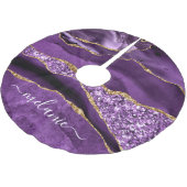 Agate Lila Violet Gold Glitzer Name Tree Skirt Polyester Weihnachtsbaumdecke (Schrägansicht)