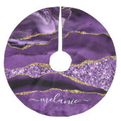 Agate Lila Violet Gold Glitzer Name Tree Skirt Polyester Weihnachtsbaumdecke (Vorderseite)