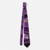 Agate Lila Violet Gold Glitzer Party Neck Tie Krawatte (Rückseite)