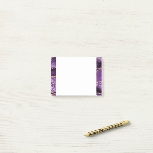 Agate Lila Violet Gold Glitzer Post-it Klebezettel (Auf Schreibtisch)