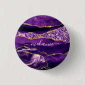 Agate Lila Violet Gold Glitzer Schaltfläche Ihren Button (Vorderseite)