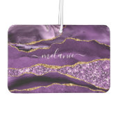 Agate Lila Violet Gold Ihr Name Air Freshener Autolufterfrischer (Rückseite)