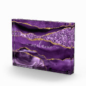 Agate Lila Violet Gold Individuelle Name Foto Bloc (Rechts)