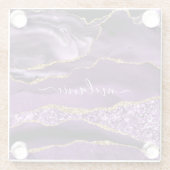 Agate Lila Violet Gold Marmorname Glass Untersetze Glasuntersetzer (Rückseite)