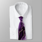 Agate Lila Violet Gold Sparkle Merble Neck Tie Krawatte (Gebunden)