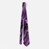 Agate Lila Violet Gold Sparkle Merble Neck Tie Krawatte (Rückseite)