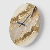 *~* Agate Marble AP66 Ivory Gold Glam Wall Clock Große Wanduhr (Winkel)