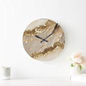 *~* Agate Marble AP66 Ivory Gold Glam Wall Clock Große Wanduhr (Zuhause)