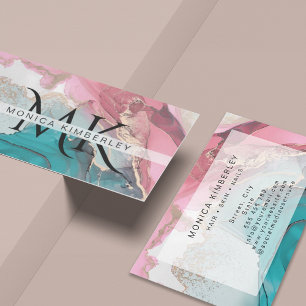 Agate Marble Gold Monogram Visitenkarte