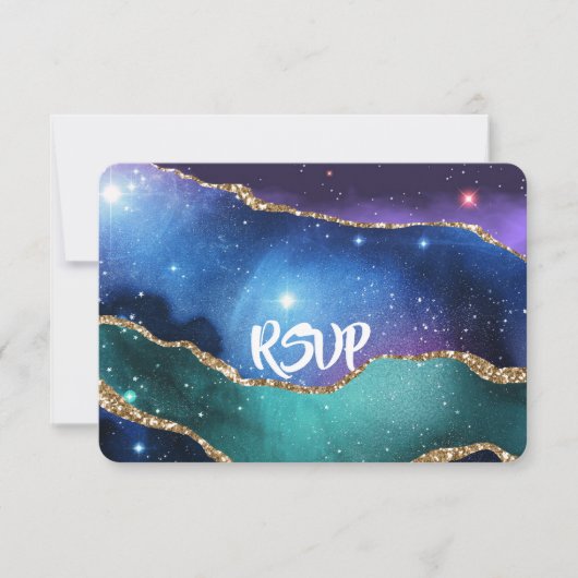 Agate Marble Lila Blue Aquamarine Hochzeitdetails RSVP Karte (Vorderseite)