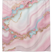 Agate Marble Modern Blue Pink Gold Collection Duschvorhang (Vorderseite)