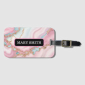 Agate Marble Modern Blue Pink Gold Collection Gepäckanhänger (Vorderseite (Horizontal))