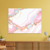 Agate Marble Modern Blue Pink Gold Collection Leinwanddruck (Insitu (Wohnzimmer))