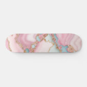 Agate Marble Modern Blue Pink Gold Collection Skateboard (Horizontal)