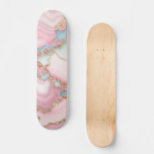 Agate Marble Modern Blue Pink Gold Collection Skateboard (Vorderseite)