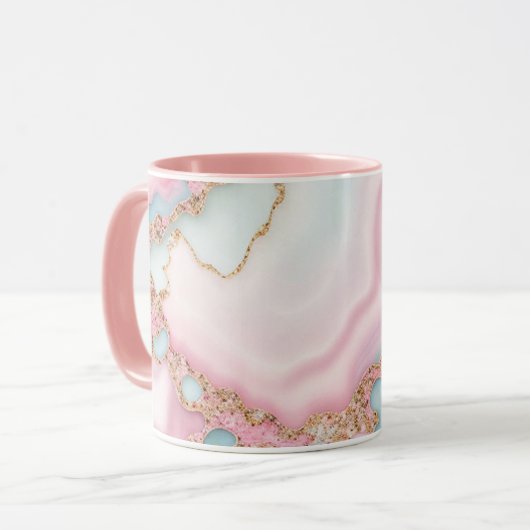 Agate Marble Modern Blue Pink Gold Collection Tasse (Vorderseite Links)