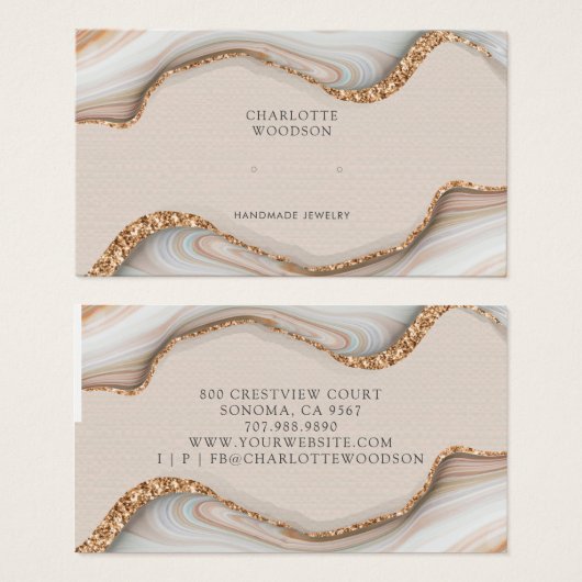 Agate Marble Pink Blush Geode Gestank Earring Disp (Vorne & Hinten)