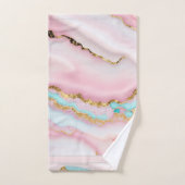 Agate Marble Popular Blue Pink Gold Collection Badhandtuch Set (Handtuch)