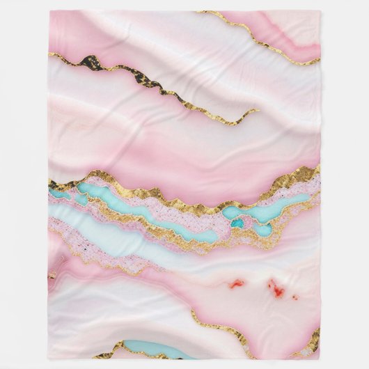 Agate Marble Popular Blue Pink Gold Collection Fleecedecke (Vorderseite)