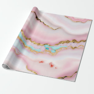 Agate Marble Popular Blue Pink Gold Collection Geschenkpapier