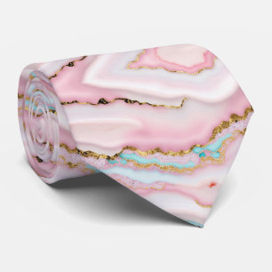 Agate Marble Popular Blue Pink Gold Collection Krawatte