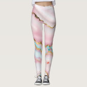 Agate Marble Popular Blue Pink Gold Collection Leggings (Vorderseite)