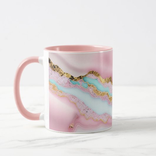 Agate Marble Popular Blue Pink Gold Collection Tasse (Links)