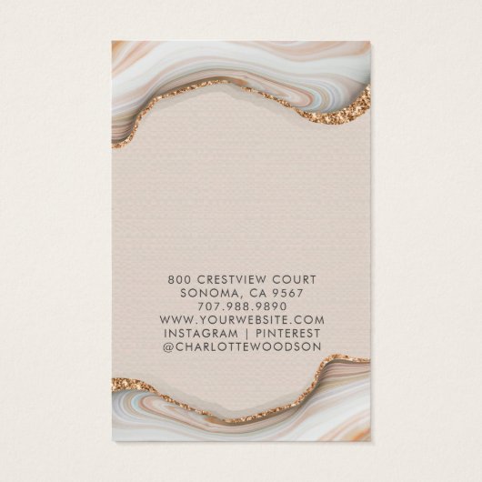 Agate Marble Rosa Blush Geode Earring Display Card (Rückseite)
