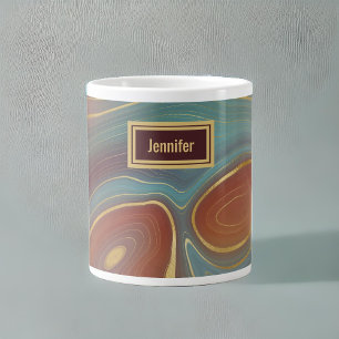 Agate Marble Strata - Burgund Rust Dusty Aqua Jumbo-Tasse